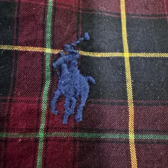 Polo Ralph Lauren Boys 2T Natural Stretch Navy Red Plaid Button Down Long Sleeve - Picture 4 of 7